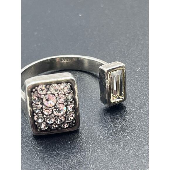 Silpada Signed Swarovski Crystal Sterling Silver 925 Adjustable Cuff Ring Sz  9 - Picture 14 of 16